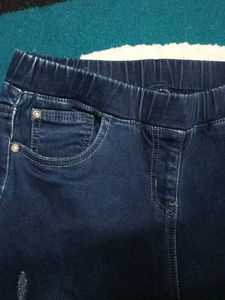 Girls' Blue Distressed Denim Jeans