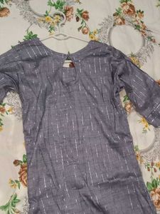 Grey Kurta with Silver Stripes