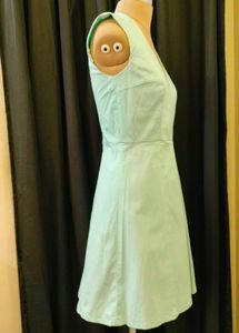 Mint Green V-Neck A-Line Dress