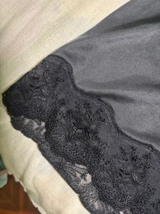 Elegant Black Lace Trim Slip Dress