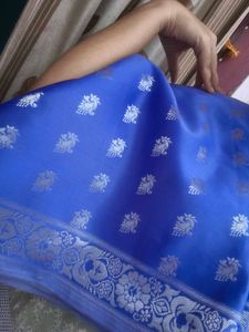 Elegant Blue Saree with Intricate Weave