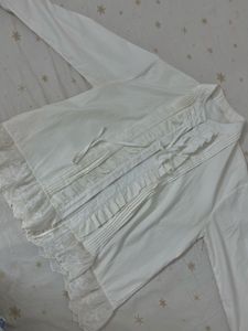 White Lace Trimmed Blouse