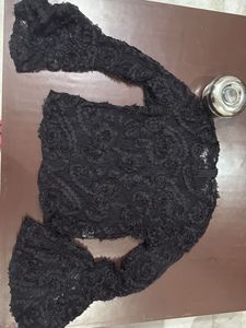 Black Lace /Sheer Top with bell/flared sleeves