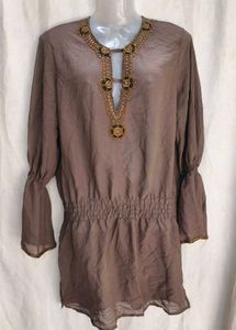I. Embellished Sheer Tunic Top