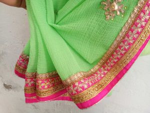 Beautiful Green Embroidered Saree