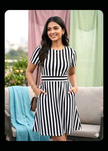 Chic Striped Fit & Flare 1 Kg 310 pe 3.50 meter