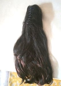 Black long Hair Wig attached Clutch