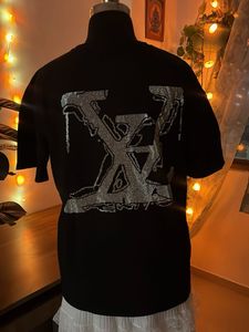 Black T-Shirt with Embellished Graphics