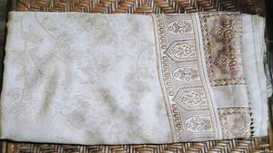 Elegant Floral Print Cream Saree