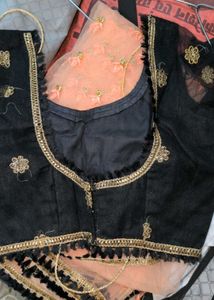 Elegant Black Floral Embroidered Lehenga
