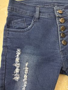 Distressed Denim Bermuda Shorts