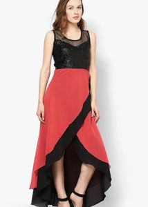 Sequin &amp; Ruffled Maxi Dress