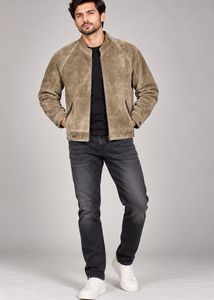 St Mitchell Men's Suede Bomber Jacket