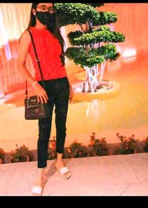 Vibrant Red Ruffled Blouse