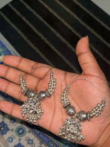 Oxidized Jhumka Hoop Earrings