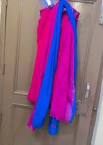 Vibrant Pink Kurta Set with Blue Dupatta
