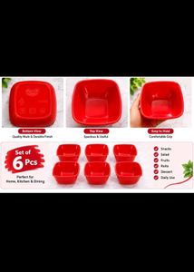 6 Pcs Red Bowl Set