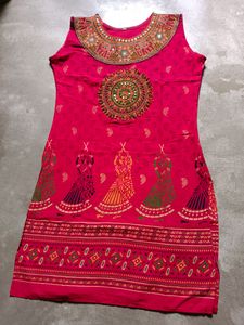 Pure Cotton Red Beautiful Kurta