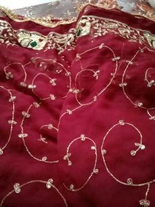 Maroon sequence georgette darbari saree