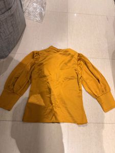 Elegant Mustard Puff Sleeve Blouse