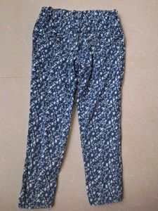 Blue Floral Print Pants