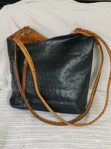 Chic Black Ostrich Texture Handbag(bagpack)