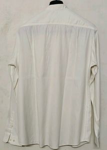 Men's White Band Collar Shirt