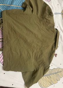 Chic Olive Green Ruched Crop Top