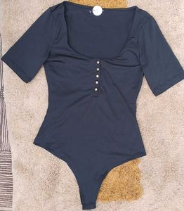 Chic Button Detail Bodysuit Top