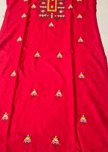 Beautiful Red Embroidered Kurta