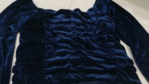 Navy Blue Crop Top Velvet