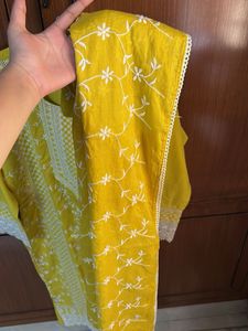 Bright Yellow embroidered kurta with pants