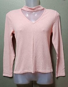 Chic Pink Cutout Long Sleeve Top