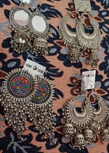 Combo Baliya Set of 4- Silver Jhumka Earrings