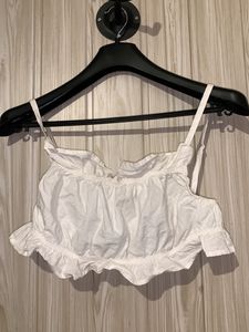 H&M White Crop Top Sleeveless Size S