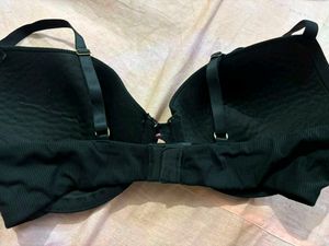 Black Ribbed Push-Up Bra