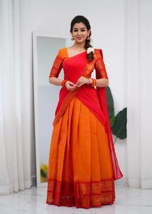 Elegant Blue &amp; Pink Half Saree