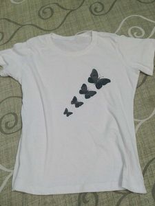 White Butterfly Graphic T-Shirt
