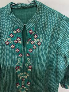 Green Embroidered Kurta