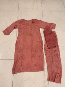 Pink Silk Chikankari Kurta Set with Dupatta