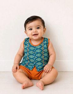 (3-12 month )kids Orange & Teal Ethnic  Set
