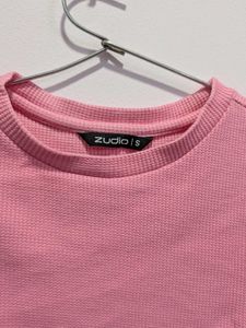 Pink Ribbed Crop Top