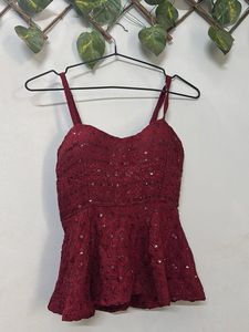 Sequin Embellished Peplum Top