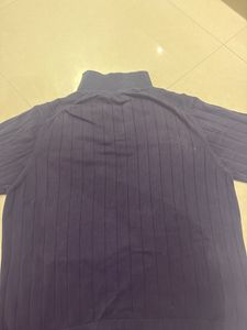 Men's Zip Neck Striped Short Sleeve Shirt