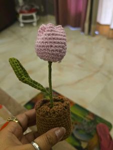 Handmade Crochet Flower Pot &amp; Sunflower hanging