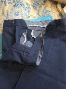 Men's Blue Textured Dress Pants