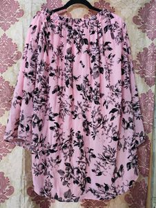 Pink Floral Tiered Ethnic Skirt
