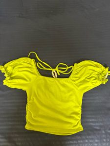 Neon Green Puff Sleeve Top