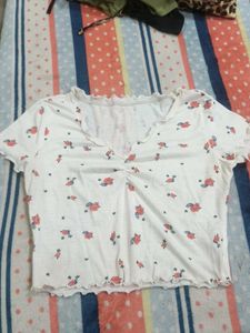 Cute Floral Print Cropped Top