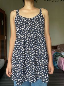 Navy Floral Print Mini Dress